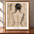 Framed Charcoal Figure in Gold