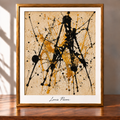 Framed Golden Drip Abstract Painting