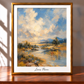 Framed Impressionist Lakeside Landscape