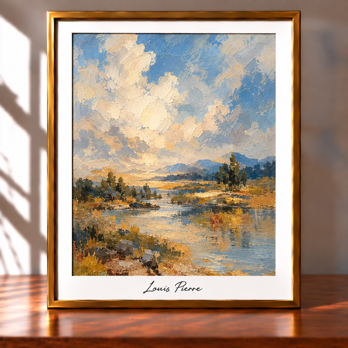 Framed Impressionist Lakeside Landscape