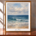 Framed Impressionist Seascape in Sunlight