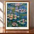 Framed Impressionist Water Lily Painting