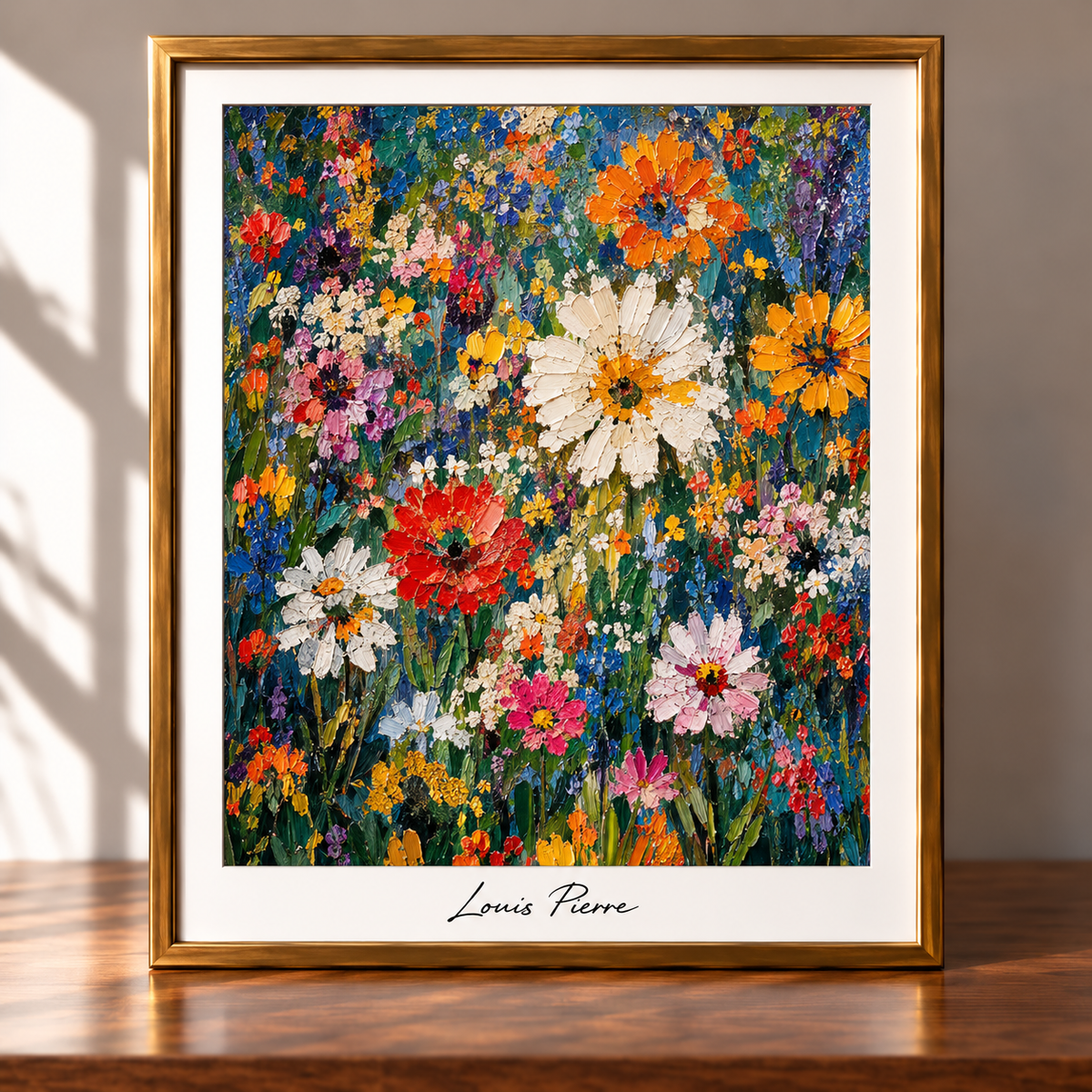 Framed Impressionist Wildflower Garden