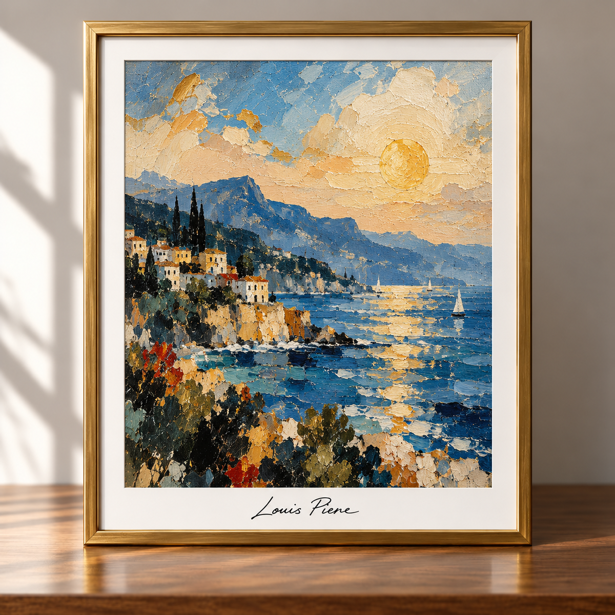 Framed Mediterranean Seascape at Sunset