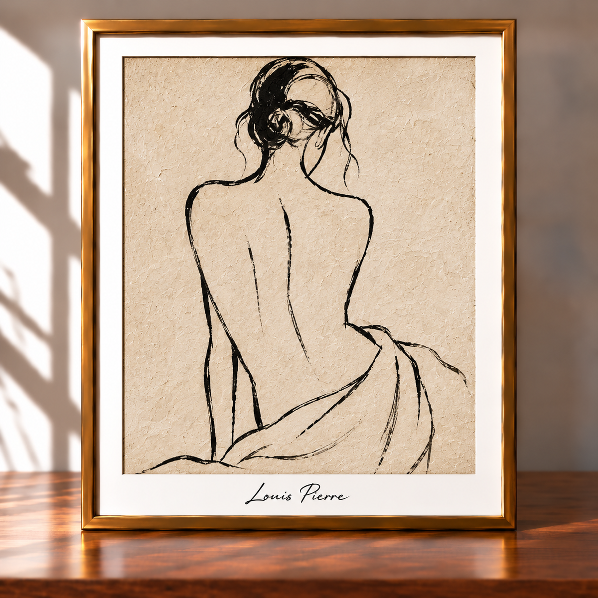 Framed Minimalist Figure Study in Warm Light