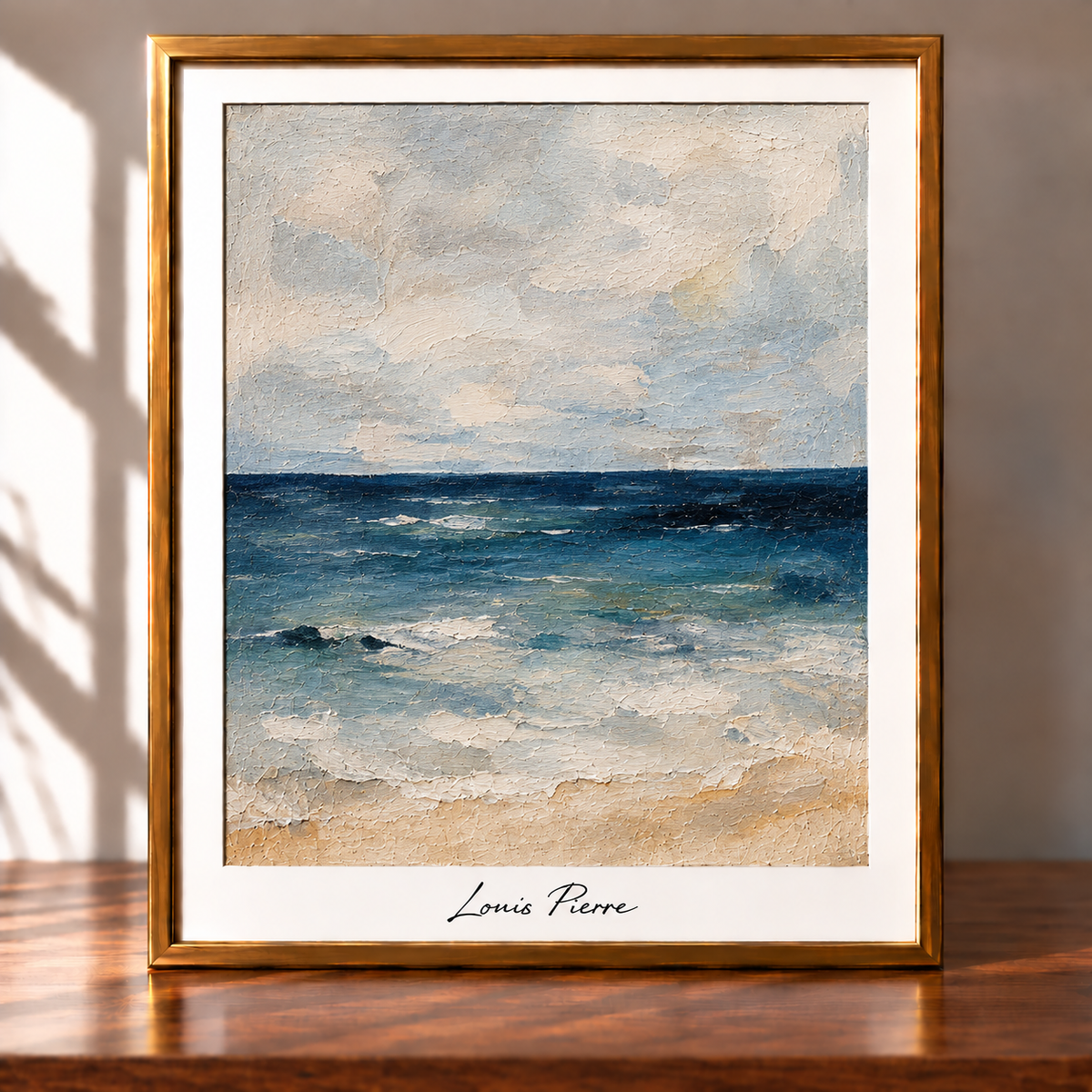 Framed Textured Seascape in Warm Light