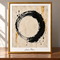 Framed Zen Enso with Gold Accents