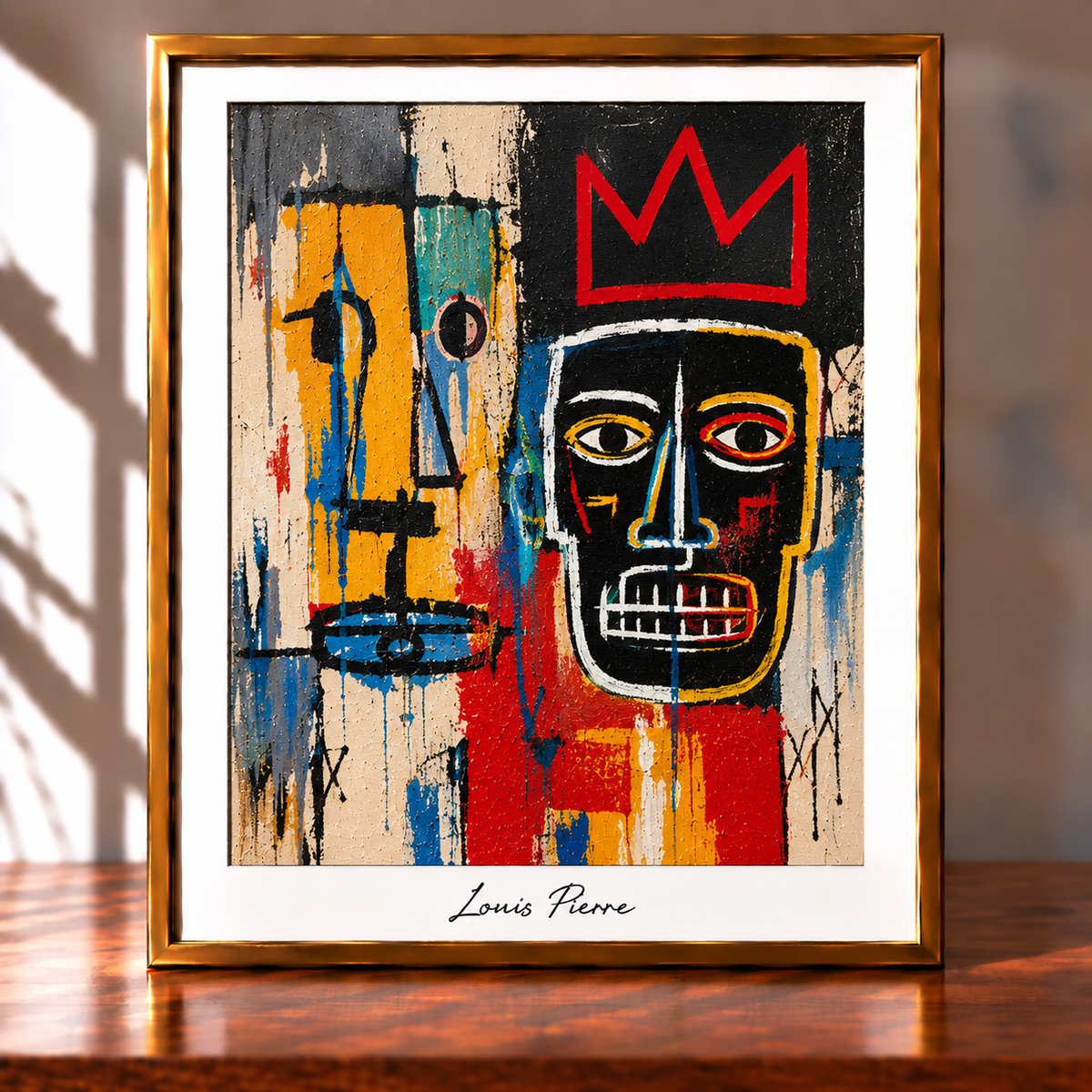 Neo-Expressionist Portrait in Golden Frame