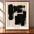 Textured Black and Cream Abstract in Gold Frame